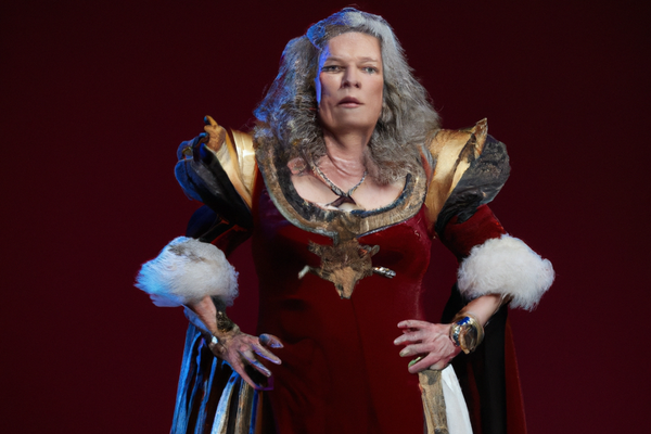 DALL·E 2023-02-24 11.41.17 - Older Woman, Valkyrie, Baroque dress, high detailed, full body, velvet red background, 4k, high resolution