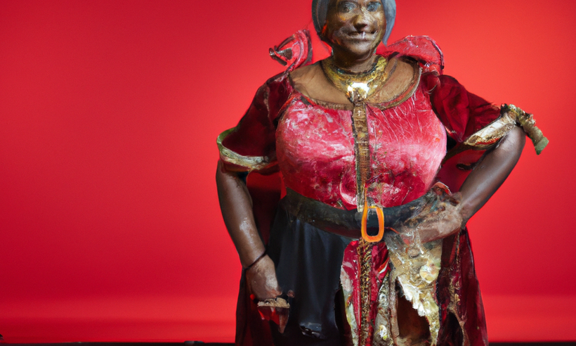 DALL·E 2023-02-24 11.41.20 - Older Woman, Valkyrie, Baroque dress, high detailed, full body, velvet red background, 4k, high resolution