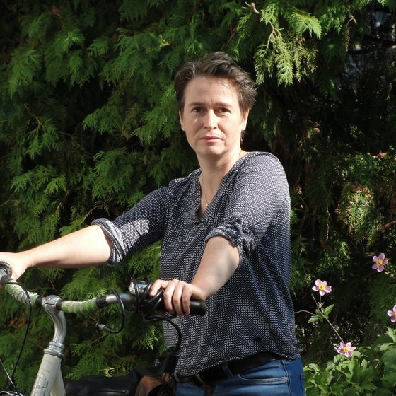 Koordinatorin Antje Richter auf Rad