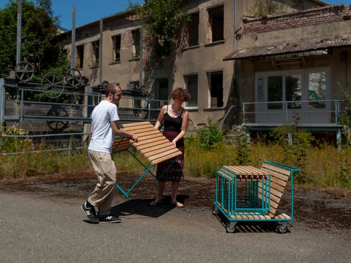 Der Prototyp der Fleximöbel im ersten Einsatz