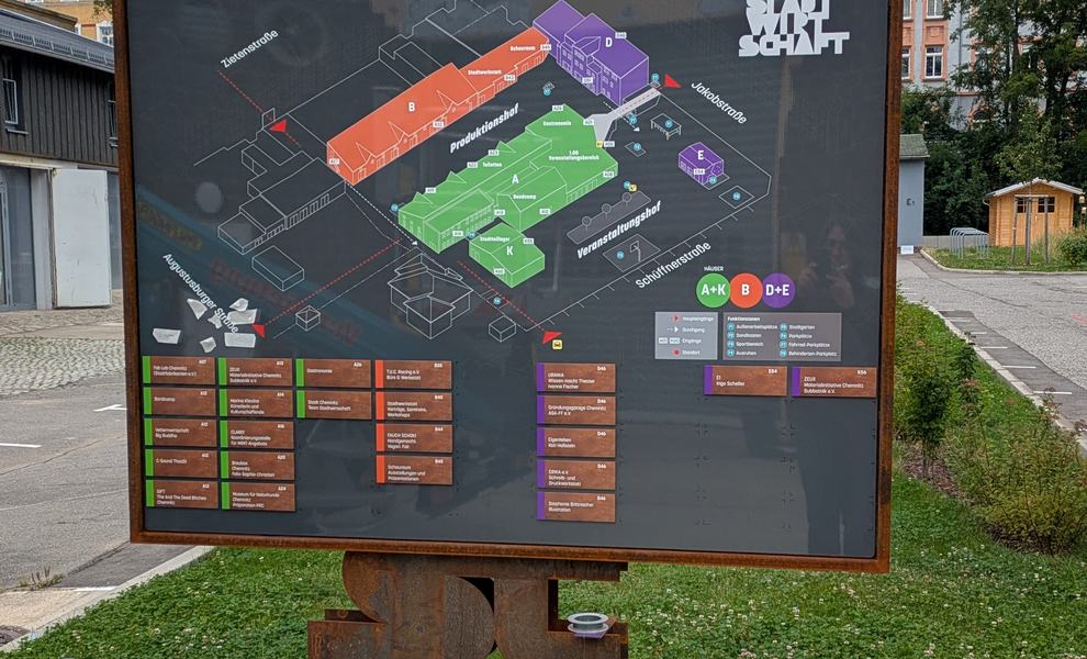 Lageplan im Veranstaltungshof der Stadtwirtschaft