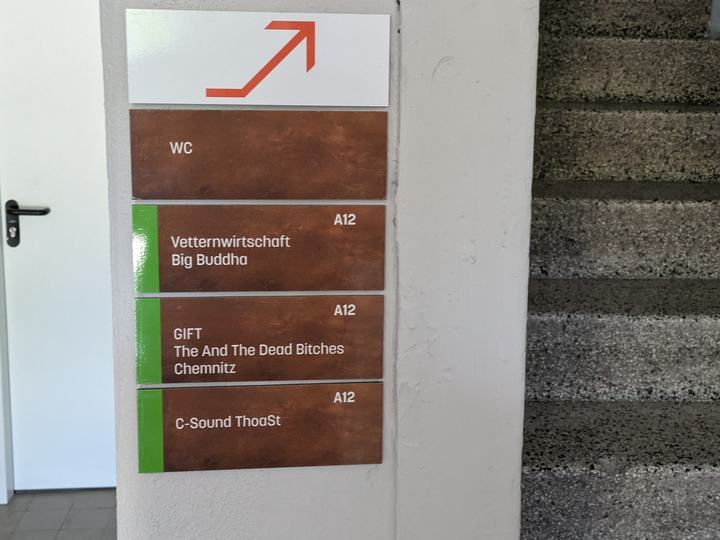 Akteursschilder in den Treppenhäusern