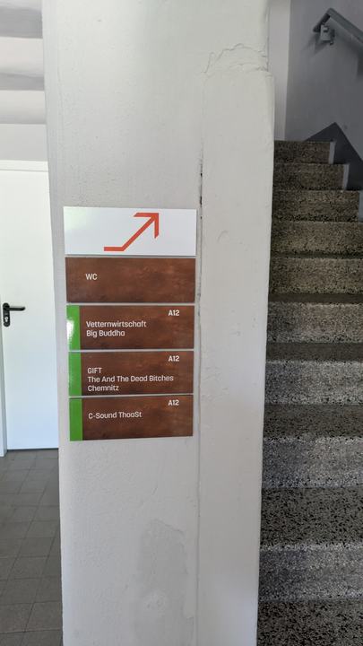 Akteursschilder in den Treppenhäusern