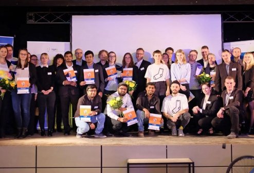 Preisträger, Juroren und Sponsoren des 13. SAXEED-Ideenwettbewerbs am 22. Januar 2018