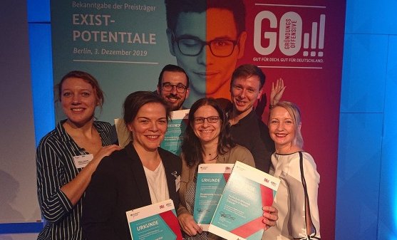 Das SAXEED-Team bei der Bekanntgabe der Förderung in Berlin